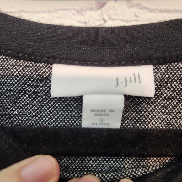 J. Jill Black & White Argyle Pullover Jersey Sweater Women's Petite S - Picture 2 of 9